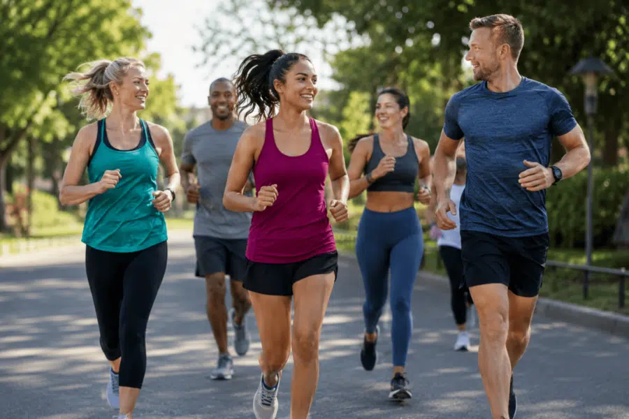 sportivi che corrono